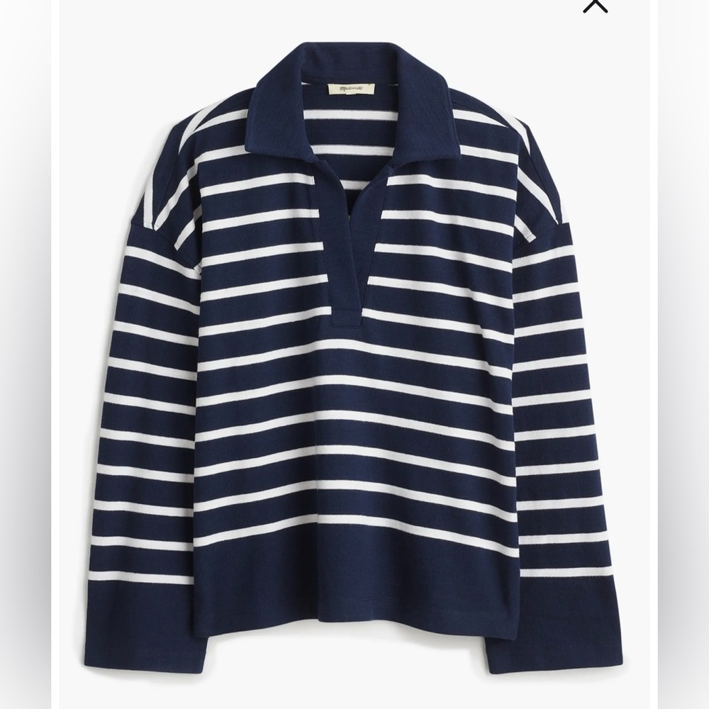 Madewell Size Large rugby polo tee in thin stripe
color: true midnight NWT